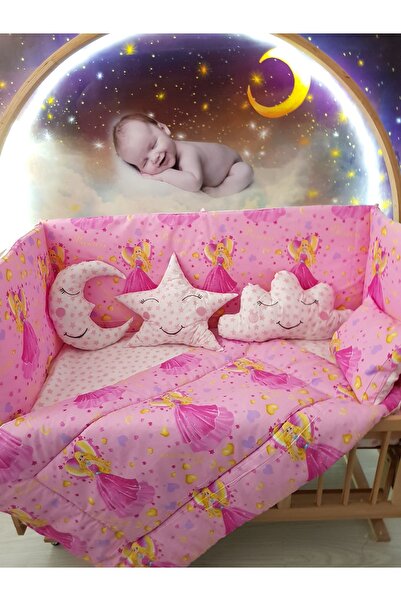 bebek_iklimi 70X130 Baby Sleeping Set - Without Mosquito Net - Princess Pattern 120-30 (Excluding Furniture Crib)
