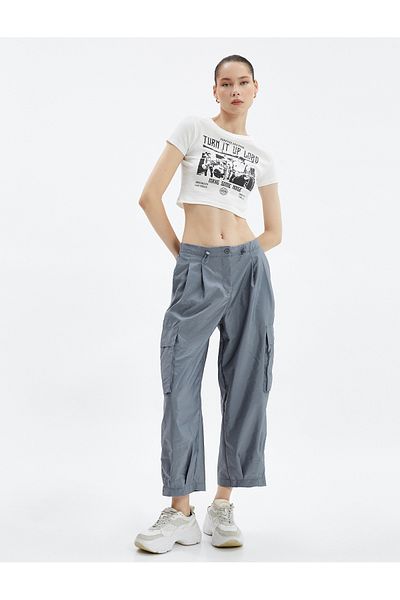 Koton Cargo Pants Parachute Fabric Pleated Detailed Pockets Comfortable Cut