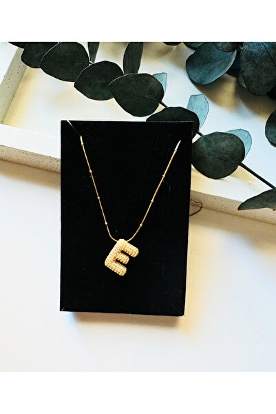 Çelik Arya jewelry 316L kararma yapmaz Çelik kadın taşlı balon harf kolye