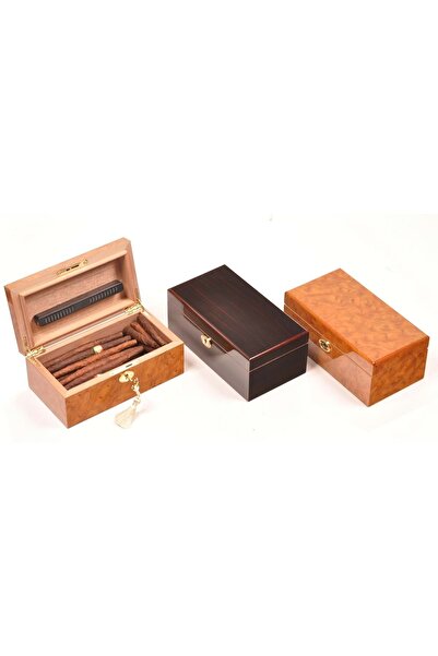 Lubinski LUBİNSKİ KİLİTLİ KARAAĞAÇ PURO KUTUSU Q1750