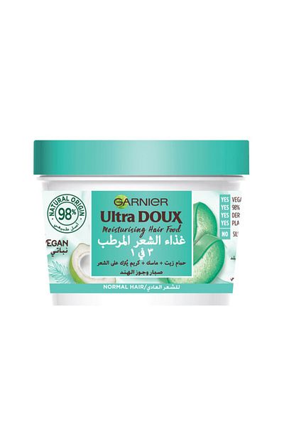 Garnier ألترا دوكس غذاء الشعر المرطب بالألوفيرا 3 في 1 للشعر العادي 390 مل