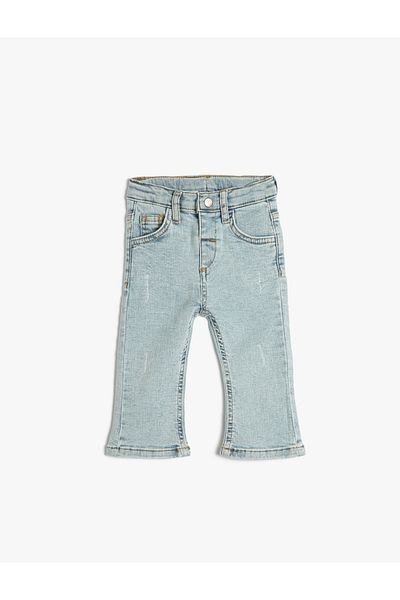 Koton Denim Trousers Flare Legs Pocket Cotton - Flare Jeans with Adjustable Elastic Waist