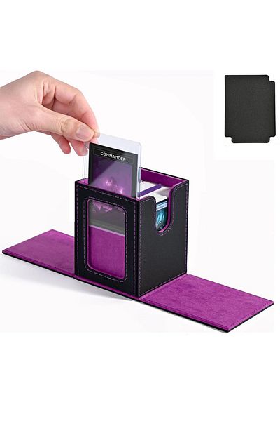 Choice Purple New Window 100 Card Box Card Storage Box High-grade Pu Leather Container Game Card Holder Co