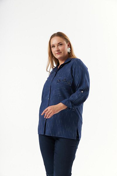 RMG Large Size Indigo Shirt with Stone Detail