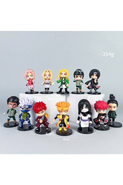 BANDAI 12 قطعة من مجسمات شخصيات أنمي ناروتو شيبودن: هيناتا، ساسكي، إيتاشي، كاكاشي، غارا، إصدار Q، مصنوعة من مادة PVC.