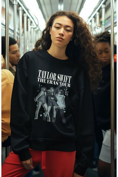 Fuddy Moda Unisex Taylor Swift Concert Φούτερ χωρίς κουκούλα με στάμπα, Oversize The Eras Tour Printed Sweat