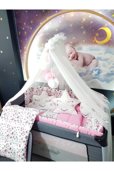 Baby Clime 70X120 Baby Sleeping Set - Luxury Mosquito Net and Apparatus Included - Butterfly Pattern