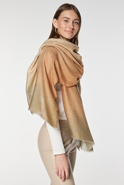 BALIENTE Batik Patterned Gilded Beige Women's Shawl