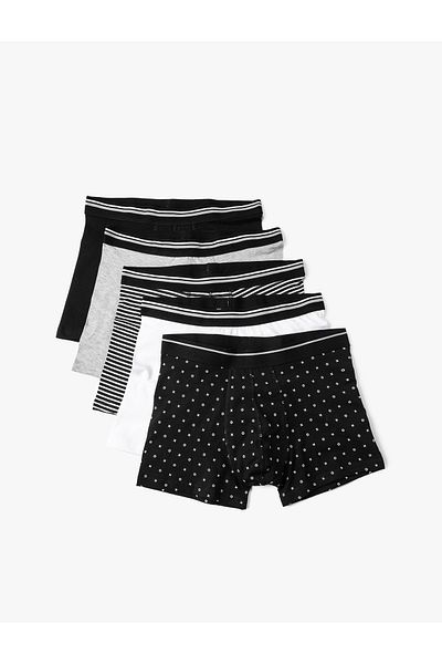 Koton Ριγέ Σετ Boxer 5 τεμαχίων Ελαστική μέση με στάμπα πολύχρωμο
