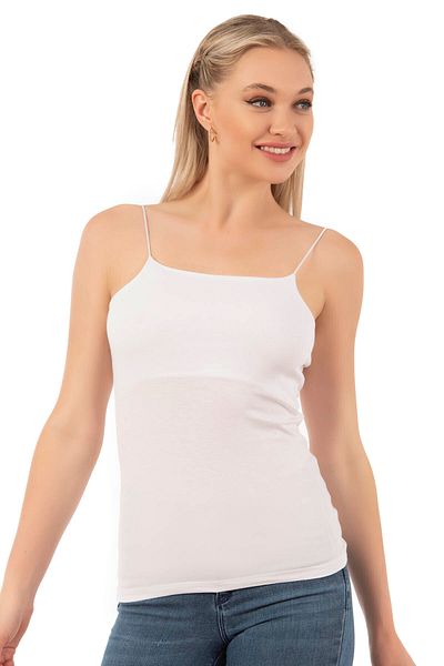 ÖZKAN underwear Özkan 27042 Women's Cotton Modal Flexible Comfortable Thin Spaghetti Strap Collar Seamless Knitted Tank Top