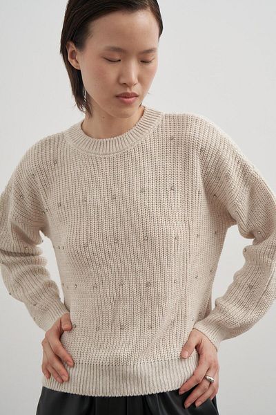 PARKhande Ecru Thessaloniki Braided Stone Detailed Sweater
