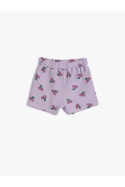 Koton Pantaloni scurți Bumbac Texturat Talie Elastică Imprimat Cireș