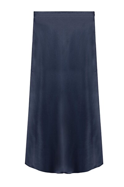 Quzu Μπλε σατέν φούστα