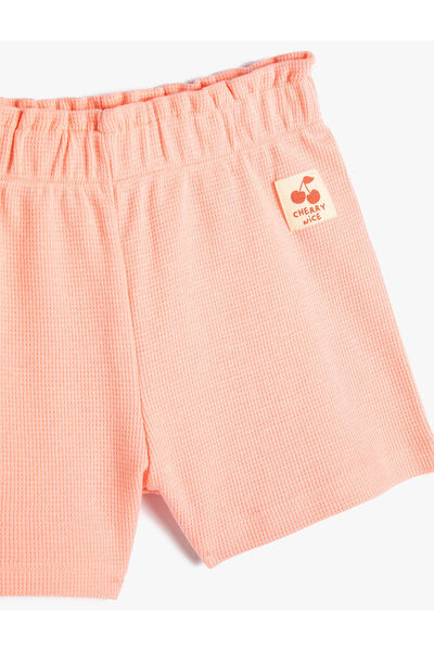 Koton Şort Beli Lastikli Dokulu Etiket Detaylı Pamuklu