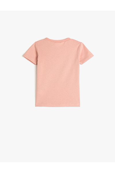 Koton Daisy Printed Cotton Short Sleeve T-Shirt - Round Neck