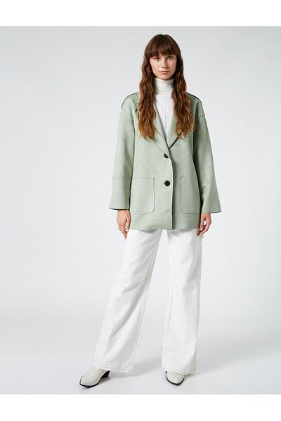 Koton Blazer Jacket Suite Look Buttoned Pocket Detailed