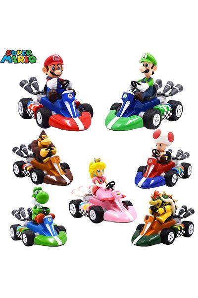 Choice Super Mario Pull Back Car Green Yoshi Donkey Kong Bowser Luigi Toad Princess Peach Action Figure ...