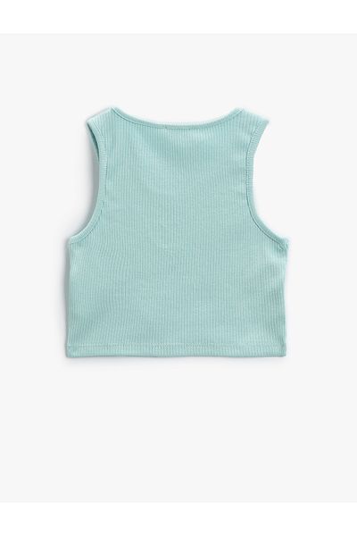 Koton Βαμβακερό αμάνικο Crop Top - με λεπτομέρεια παραθύρου και ραβδώσεις