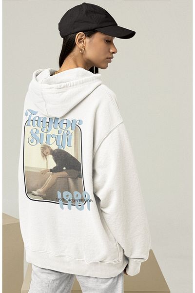 Fuddy Moda Unisex 1989 άλμπουμ με κουκούλα με στάμπα πίσω, φούτερ με κουκούλα με στάμπα Taylor Swift