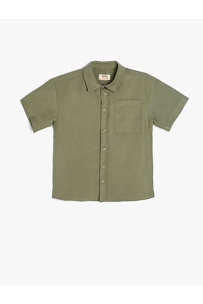 Koton Viscose Short Sleeve Shirt - Single Pocket Detail