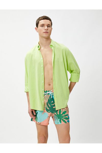 Koton Badeshorts mit tropischem Print an der Taille und Taschendetail