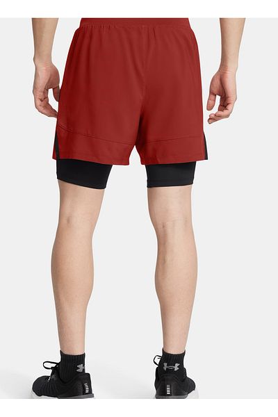 Under Armour Πορτοκαλί ανδρικό σορτς με ελαστική μέση κανονική εφαρμογή 1382640 -840 UA LAUNCH 5'' 2-IN-1 SH