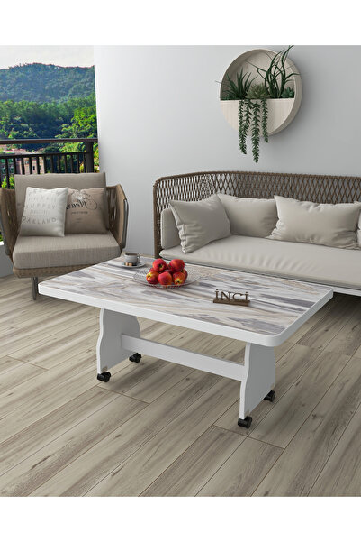 İnci TEKERLEKLİ ORTA SEHPA 1.KALİTE MDF MASA BALKON MOBİLYASI