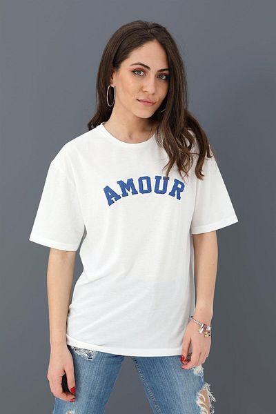 VAPUR TEKSTİL Tricou Crew Deck Amour Printed - Albastru