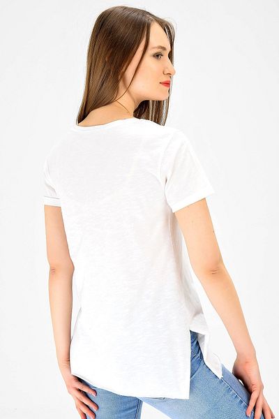 Jument V Neck Short Double Sleeve Blouse - Cream
