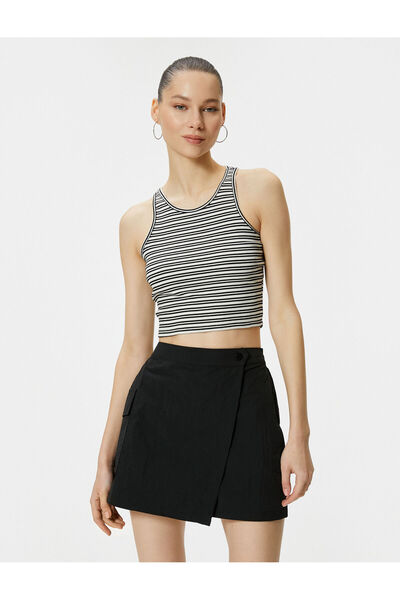 Koton Halter Yaka Atlet Crop Baskılı Pamuklu