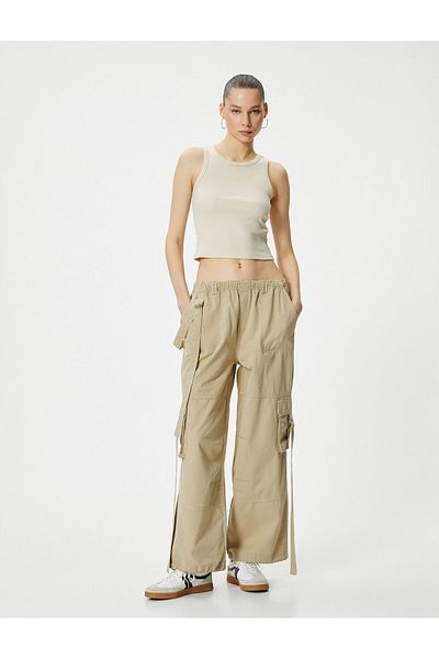 Koton Straight Leg Cargo Trousers with Belt Detail