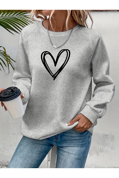 Karatopak Hanorac oversize unisex cu imprimeu cu inimă mare