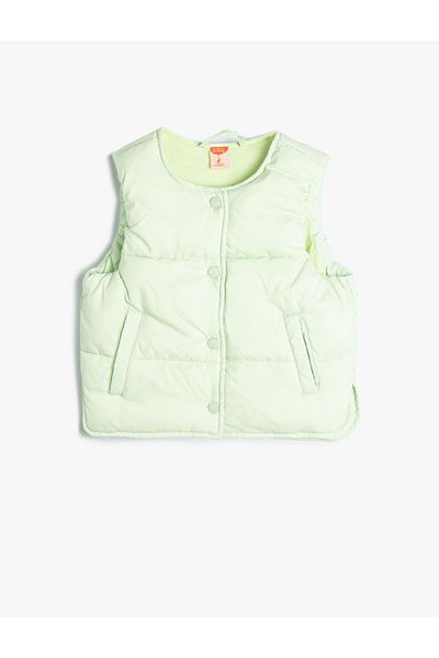 Koton Quilted Vest - Round Neck and Pocket Snaps