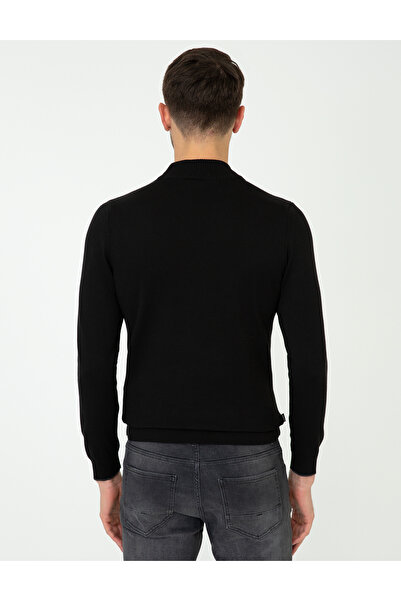 Pierre Cardin Black Slim Fit Half Turtleneck Basic Sweater 50248552-Vr046