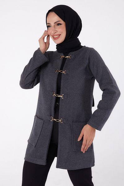 TOFİSA Plain Medium Women's Anthracite Stamp Jacket - 13292