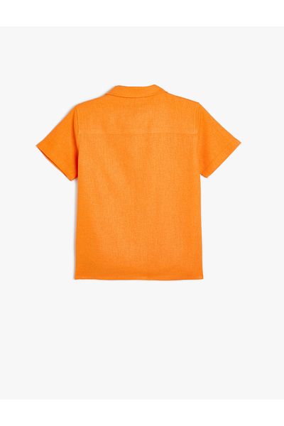 Koton Basic Shirt Linen Blended Short Sleeve Pocket Detail