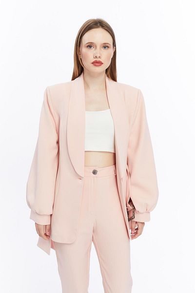 Appleline Women's Kimono Jacket with Stone Detail and Large Buckle - Pudra