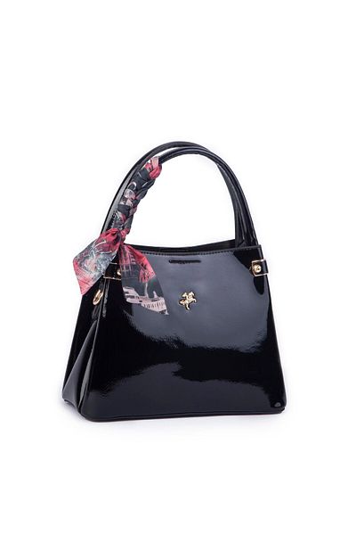 Nas Bag Geantă elegantă pentru femei - Piele neagră Krşk, geantă de mână și crossbody de mărime medie