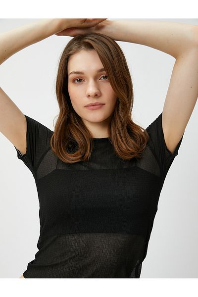 Koton Tricou transparent cu mânecă scurtă