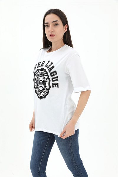 VAPUR Tricou alb cu gât crew cu imprimeu Denver League