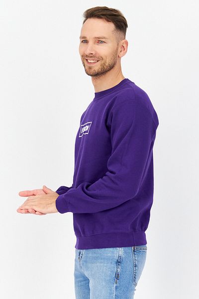 Vision Street Wear Men Crew Neck Long Sleeve Embroidered Logo Sweatshirt, Violet