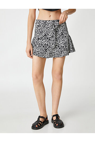 Koton Vzorovaná krátká sukně v mini pasu s volánkem