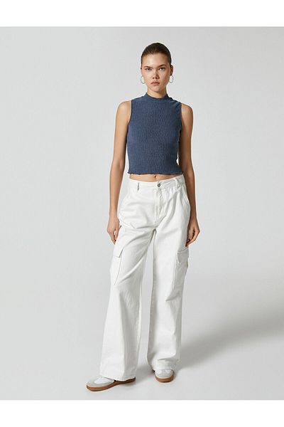 Koton Crop Stehkragen Athlete Slim Fit Viskose Stoff gemischt