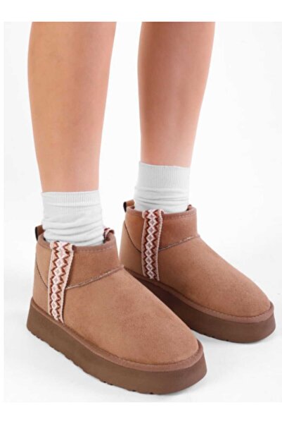 İncimoda Teel Içi Kürklü Mini Süet Kışlık Taban Bot & Bootie