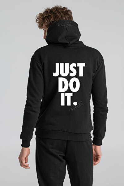 Just Do It Yazılı Görsel Baskılı Unisex Oversize Kapşonlu Sweetshirt %100 Pamuk