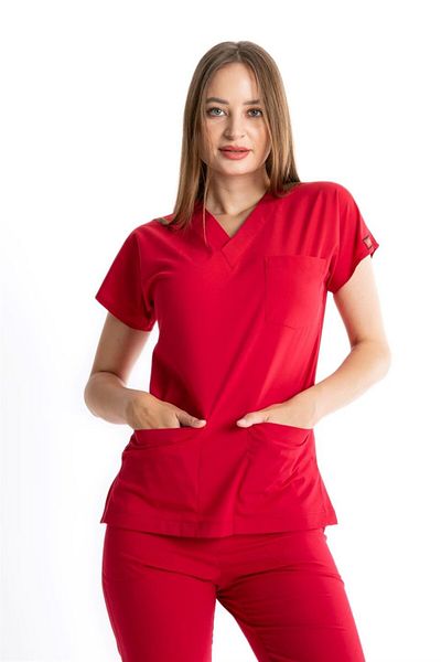 Uçak Medikal Costum chirurgical U-flex Lycra roșu închis