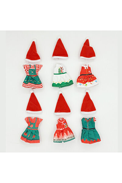 Choice 6 قطع فساتين أنيقة لعيد الميلاد مقاس 5 بوصات/12 سم مع قبعة.