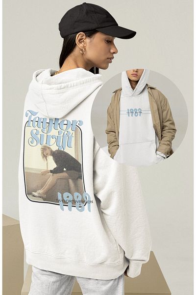 Fuddy Moda Unisex 1989 άλμπουμ με κουκούλα με στάμπα πίσω, φούτερ με κουκούλα με στάμπα Taylor Swift