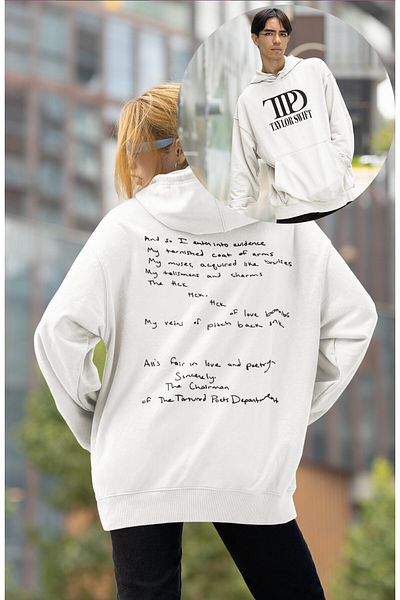Fuddy Moda Unisex TTPD Taylor Swift φούτερ με κουκούλα με στάμπα στην πλάτη, φούτερ με κουκούλα με στάμπα Taylor Swift