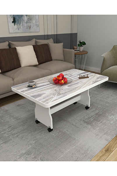 İnci TEKERLEKLİ ORTA SEHPA 1.KALİTE MDF MASA BALKON MOBİLYASI